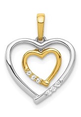 pretty heart diamond two tone gold baby charm